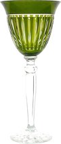 Mond geblazen kristallen wijnglazen - Wijnglas JULIA - olive green - set van 2 glazen - gekleurd kristal