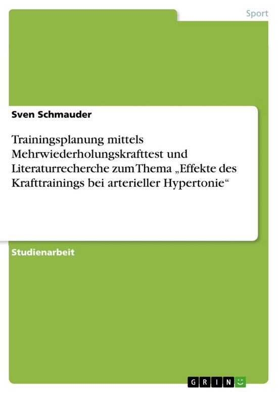 Trainingsplanung mittels Mehrwiederholungskrafttest und Lite ... - cover