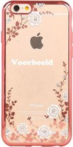 Flexibele TPU Case met witte bloemetjes Apple iPhone 5 / 5S / SE - Back Cover - TPU - Roze Rand