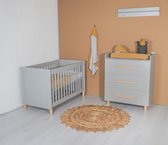 Cabino Kopenhagen Babykamer - 2 delig - Babybed & Commode - Verstelbare bodem - Grijs