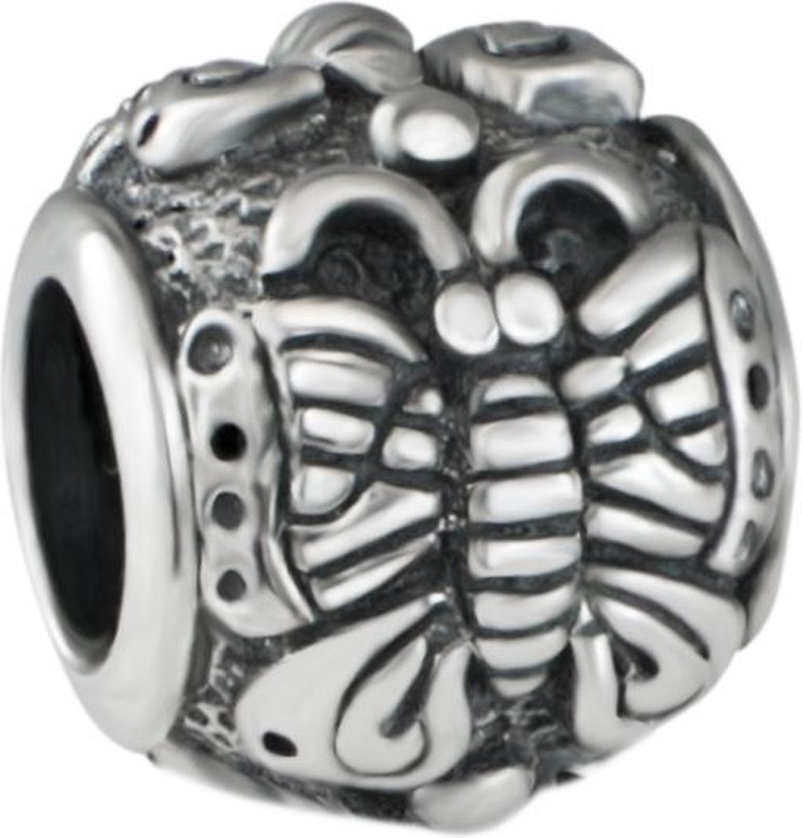 Quiges - 925 - Zilveren - Bedels -Sterling zilver - Beads - Vlinder Kraal Charm - Geschikt – voor - alle bekende merken - Armband Z023 - Quiges