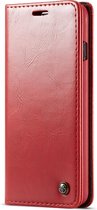 Rustiek leren boekhoesje rood geschikt voor Samsung Galaxy S10