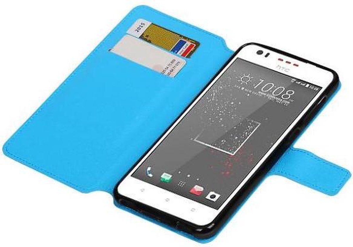 Cross Pattern TPU Bookstyle Wallet Case Hoesjes Geschikt voor HTC Desire 825 Blauw