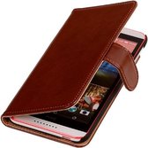 PU Leder Bruin Hoesje HTC One E8 Book/Wallet Case/Cover