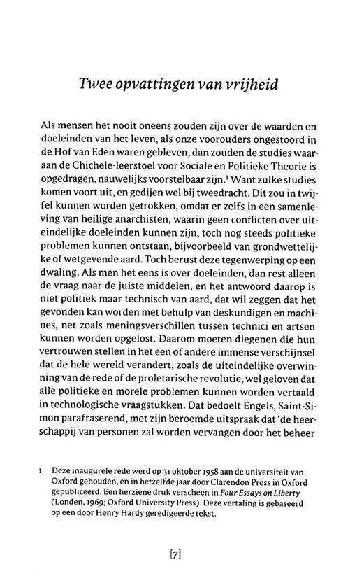 Tekstpagina met een voetnoot over Henry Hardy en 'Four Essays on Liberty'.