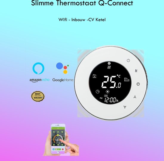 Slimme Thermostaat Wifi - CV inbouw - Nederlandse Handleiding - Google Home  | bol.com