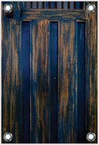 Tuinposter –Blauwe Houten Deur– 60x90cm Foto op Tuinposter (wanddecoratie voor buiten en binnen)