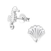 Joy|S - Zilveren zeepaardje schelp oorbellen 7 x 11 mm