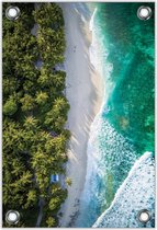 Tuinposter –Zee Strand met Palmbomen– 80x120cm Foto op Tuinposter (wanddecoratie voor buiten en binnen)