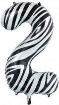 Wefiesta Folieballon Cijfer 2 Zebra 86 Cm Zwart/wit