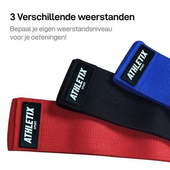 Athletix® - Weerstandsbanden Set - 3 Sport Elastiek Banden - Met Gratis  Draagtas - Hip | bol.com