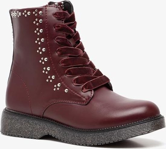 | Rode meisjes veterboots met studs Rood Maat 39 studs Meisjes Enkellaarzen in maat 39 | KLEDING.nl