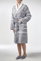 Badstof Hamam Badjas Costa Dark Grey - unisex maat XL - dames/heren/unisex - hotelkwaliteit - sauna badjas - luxe badjas - badstof badjas - ochtendjas - duster - dunne badjas - bad