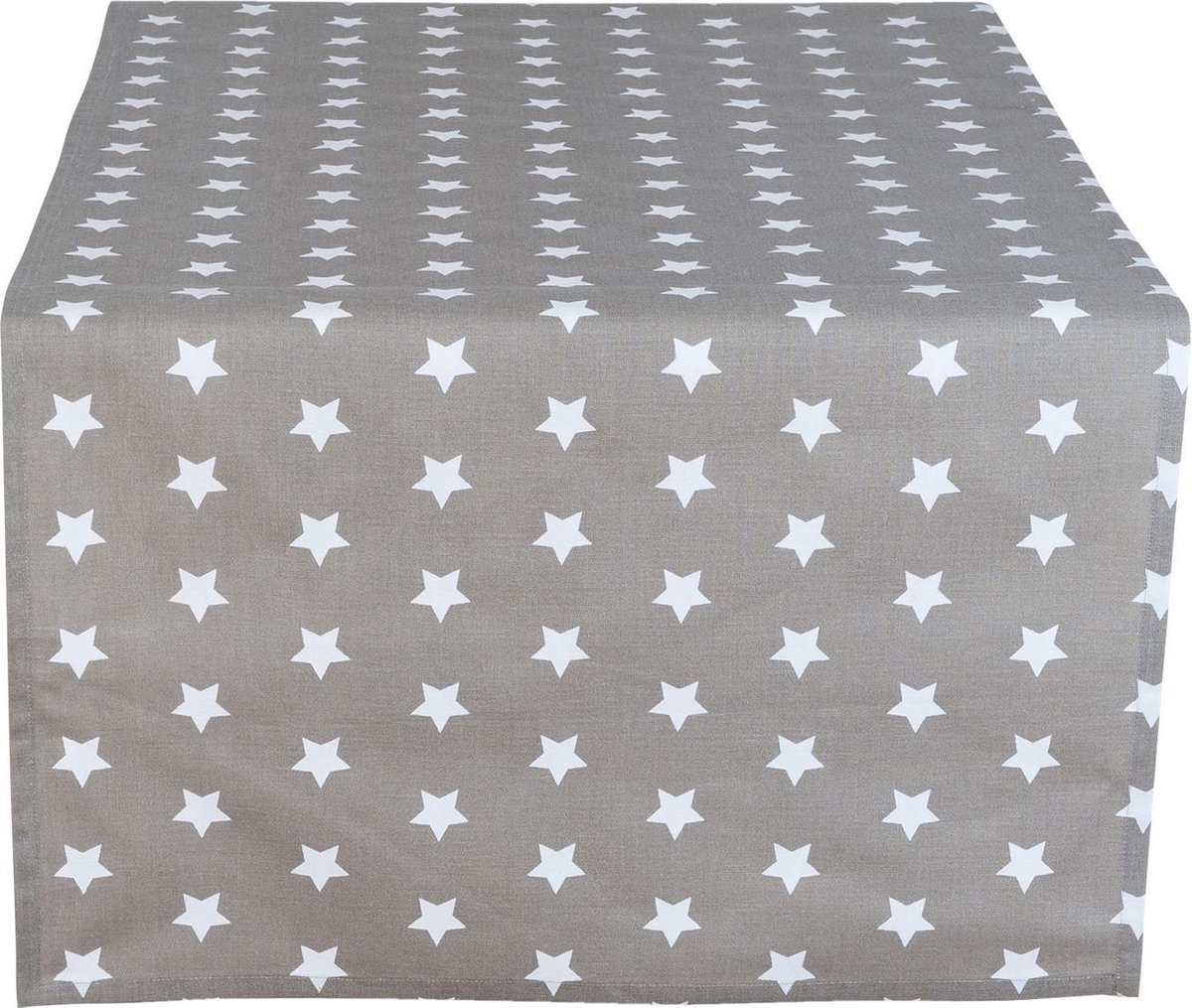 Clayre & Eef tafelloper taupe met sterren 50x140 cm
