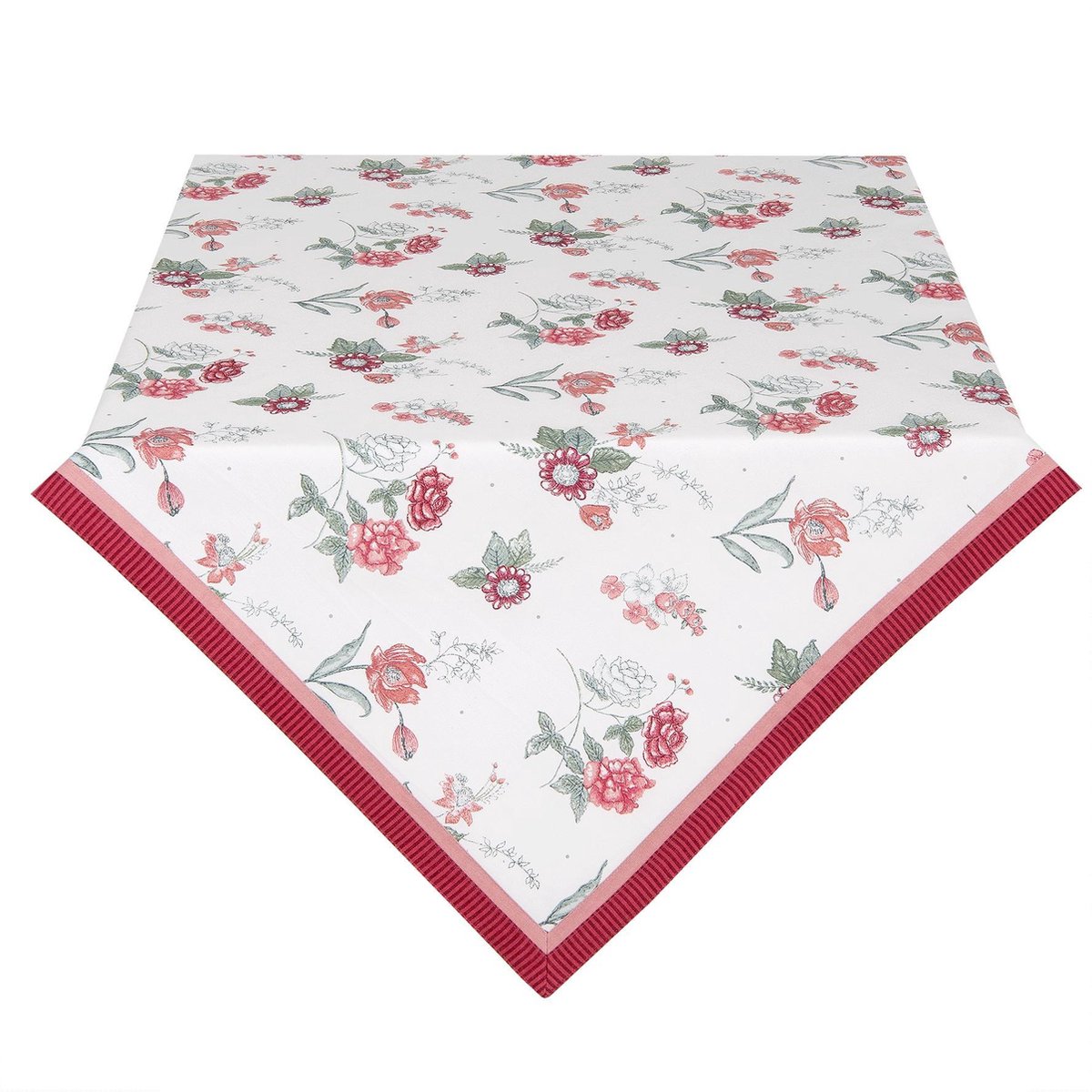 Clayre & Eef Nappe 100x100 cm Blanc Rouge Coton Carré Fraises