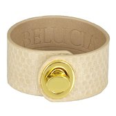 BELUCIA dames armband LK-02 kalfsleer shiny beige, goudkleurig, maat 17 cm