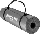 Athletix®‎ Premium NBR Fitnessmat - 183 x 61 x 1.5 cm - Yogamat met Draagriem en Draagtas - Grijs