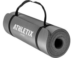 Athletix®‎ Premium NBR Fitnessmat - 183 x 61 x 1.5 cm - Yogamat met Draagriem en Draagtas - Grijs