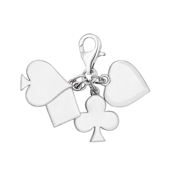 Foto: Quiges 925 zilver charm bedel hanger 3d schoppen ruiten klaveren harten symbolen met sterling zilver karabijnslot geschikt voor zinzi thomas sabo ti sento bedelarmband hc069