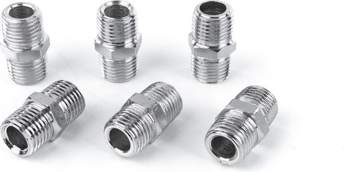 6x Verloopnippel 1/4"- 1/4" Buitendraad