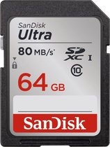 SanDisk Ultra SDXC Kaart 64GB - 80MB/s CL10