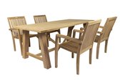 MaximaVida teakhouten tuinset Sunda 160 cm - 1 tafel met 4 stoelen