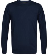 Profuomo Originale slim fit trui wol - heren pullover O-hals - navy blauw -  Maat: S