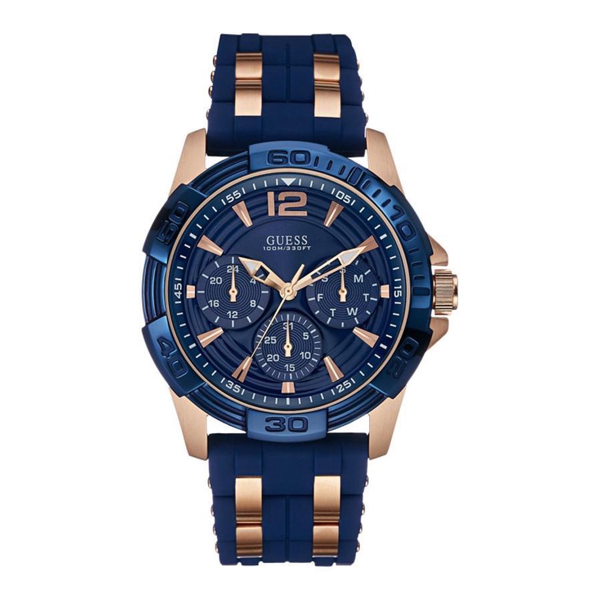 GUESS Watches - W0366G4 - Horloge - Mannen - RVS - Blauw - 45 mm