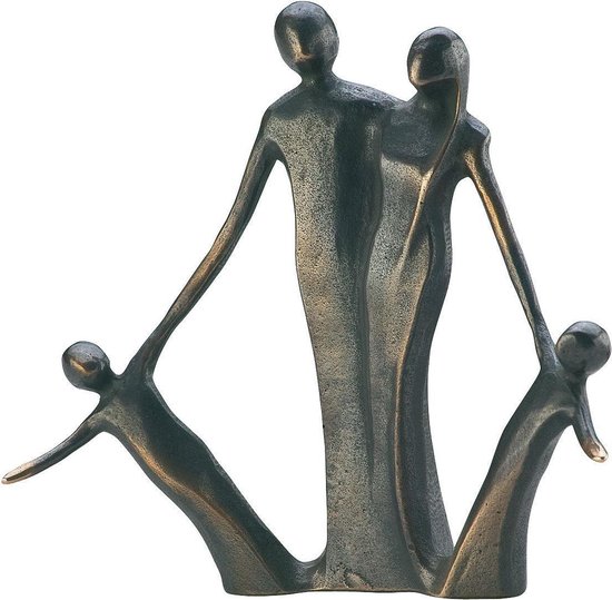 Sculptuur Gezin beeld brons familie 4 personen