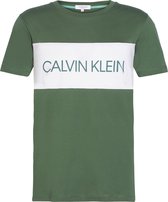 Calvin Klein Relaxed  Sportshirt - Maat L  - Mannen - donker groen/wit