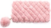 Portemonnee Fluffy met Pompon - Ritssluiting - 19x10 cm - Roze - Dielay