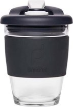 Set van 2 - Herbruikbare Koffiebeker - 340ml -  Zwart - Glas - Pioneer