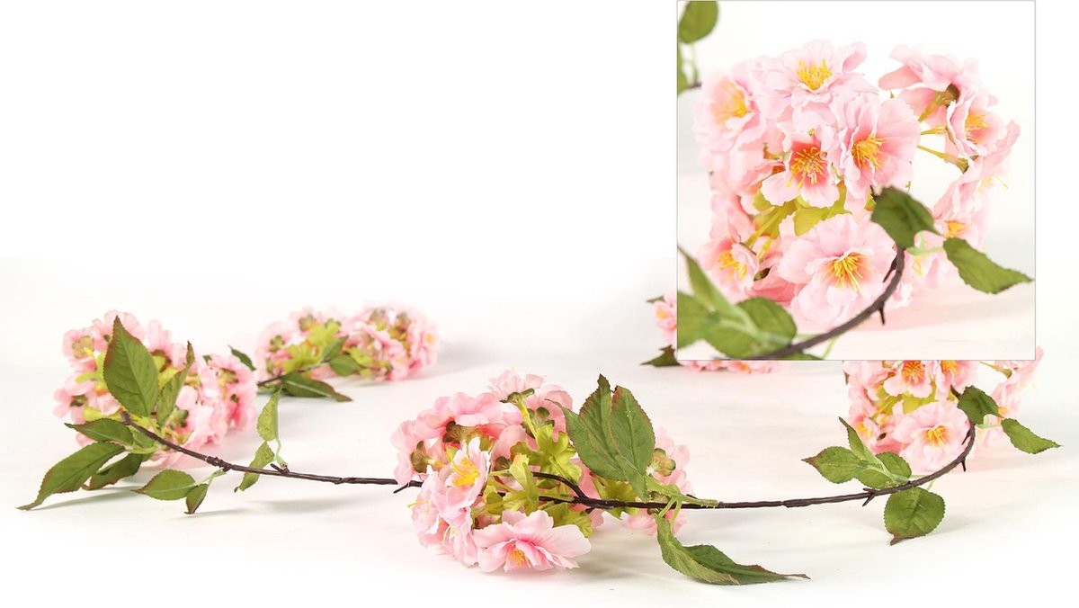Benza Prunus kunstbloemen kunsttak String Roze 180 cm