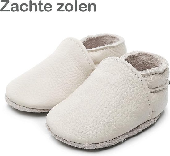 Leren Baby Slofjes - Ecru Zandkleur - 6 tot 12 Maanden - Babyschoenen -... | bol.com