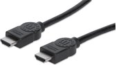 Manhattan 323192 HDMI-kabel HDMI Aansluitkabel HDMI-A stekker, HDMI-A stekker 1.00 m Zwart Folie afscherming, Afschermi