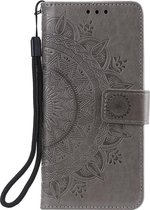 Shop4 - Samsung Galaxy A71 Hoesje - Wallet Case Mandala Patroon Grijs