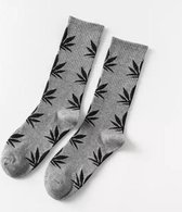 Wietsokken - Cannabissokken - Wiet - Cannabis - grijs-zwart - Unisex sokken - Maat 36-45