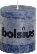 Bolsius Rustiek Stompkaars 80x68 Blauw 2 stuks 8717847109828