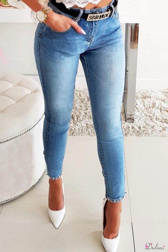 Broek met hoge taille en strikje aan de enkels jeans 44 | bol.com