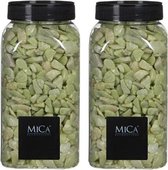 2x Decoratie/hobby steentjes lime groen 650 ml - Home Deco - Woonaccessoires - Decoratie materialen