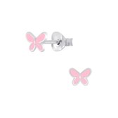 Joy|S - Zilveren petit vlinder oorbellen roze 6 mm