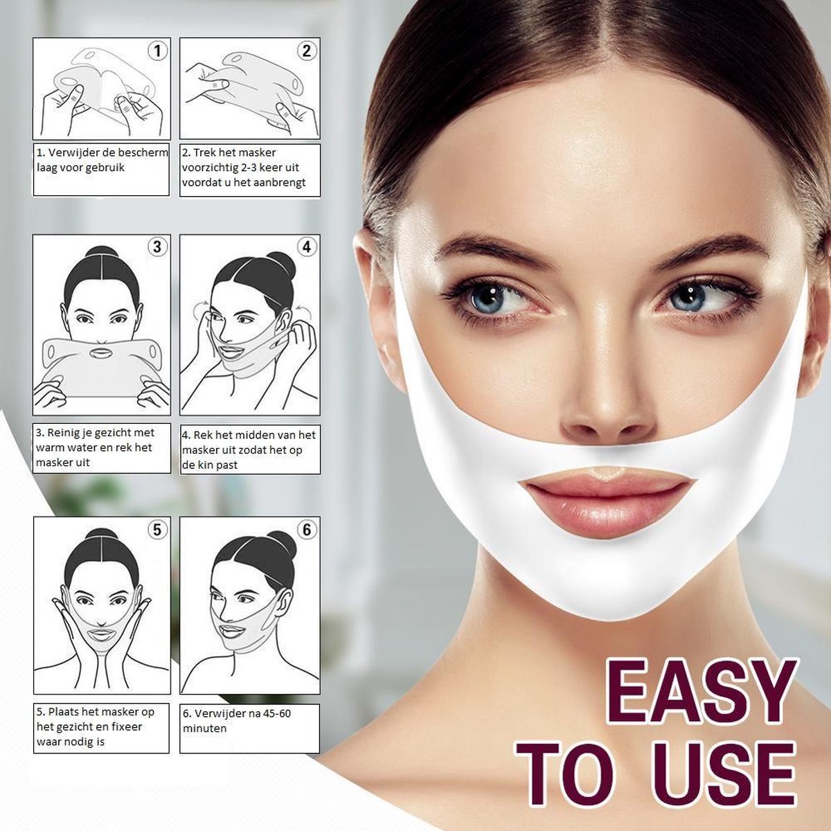 V-Line Facelift Masker - Inc. Afslankband Voor Dubbele Kin | 5 Stuks Maskers  | Massage | bol.com