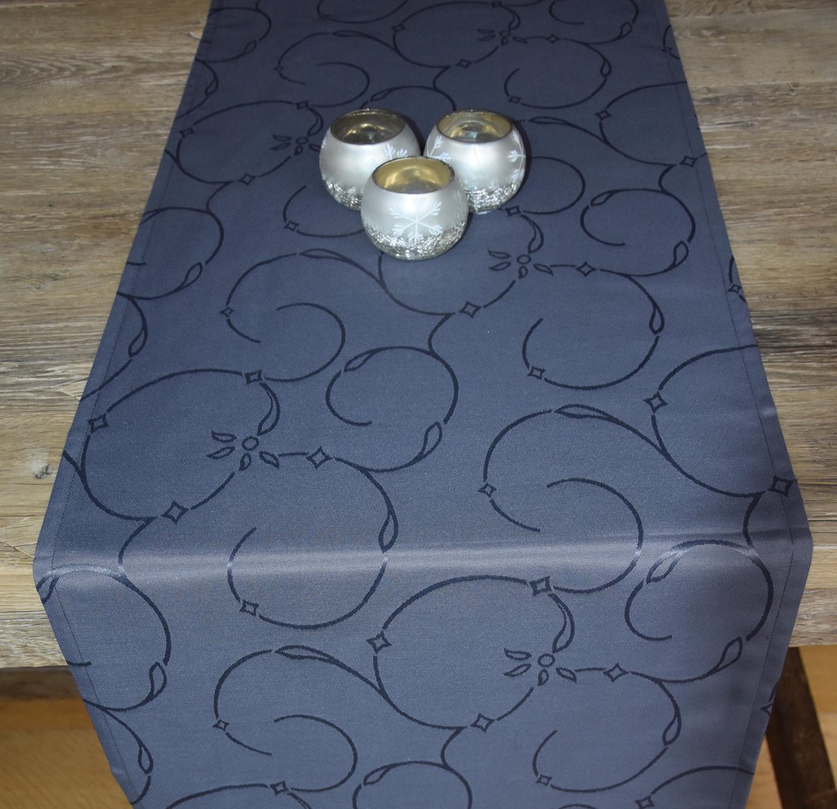 Luxe Stoffen Tafelloper - Set van 2 - Hoogwaardig - All Over Grijs - 50 cm x 140 cm