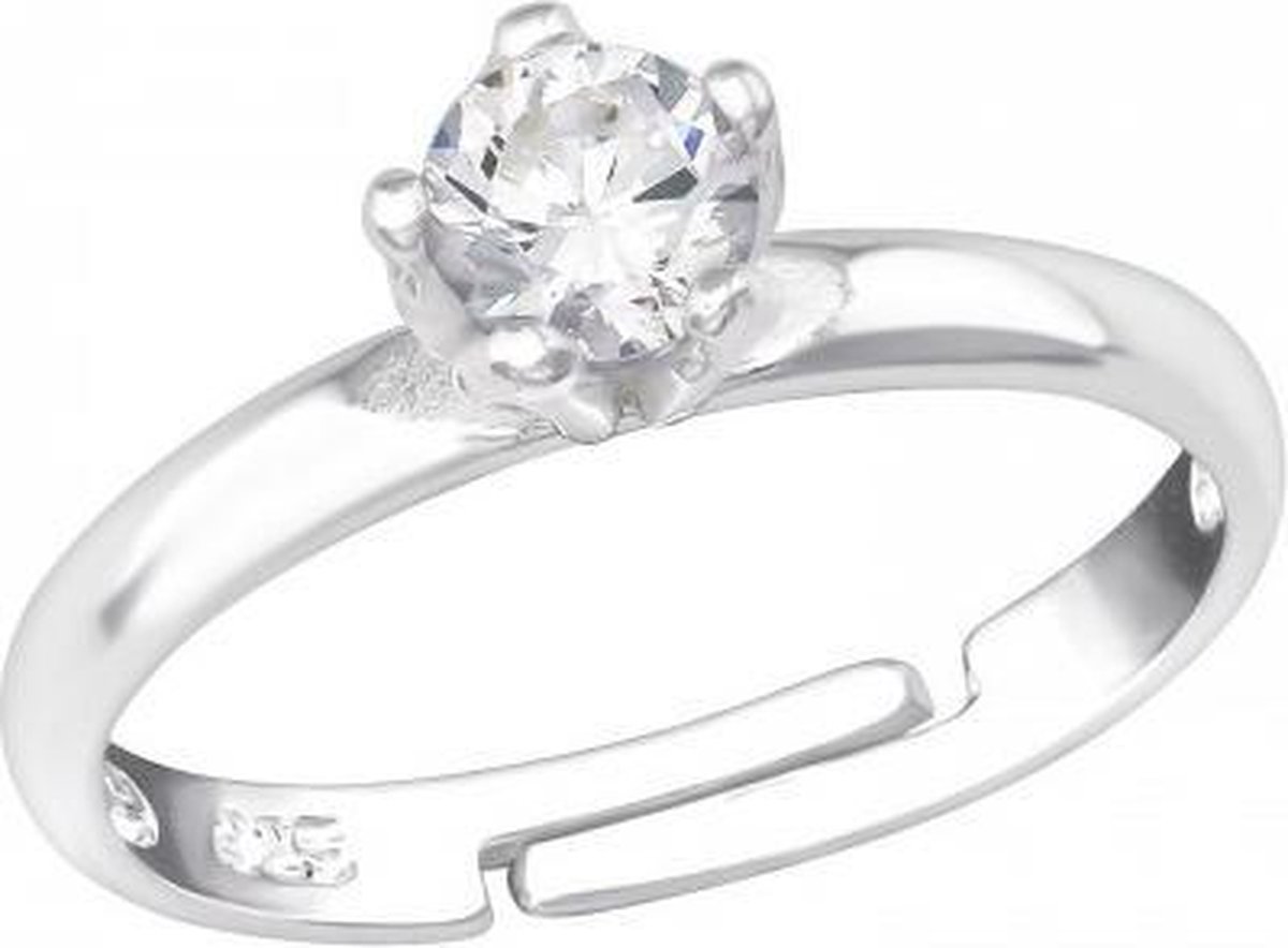 Zilveren pinkring zirkonia - one size ring - sterling zilveren ring