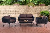 Clp Kiruna Loungeset - 5 mm Polyrotan Zwart - overtrek terrabruin 45 cm (donkergrijs)