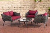 Clp Trosa Loungeset  - 5 mm rond Polyrattan Grijs gemêleerd - robijnrood 40 cm (donkergrijs)