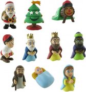 kinder speelset kerststal speelfiguren (10 stuks met oa Jezus en Maria)