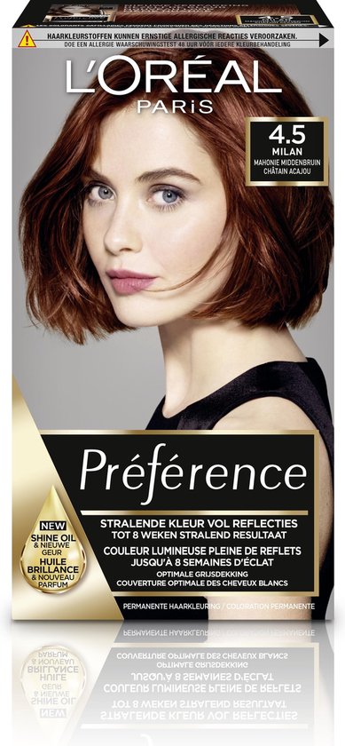 bol.com | L'Oréal Paris Préférence 4.5 - Mahonie Middenbruin - Haarverf met  Color extender