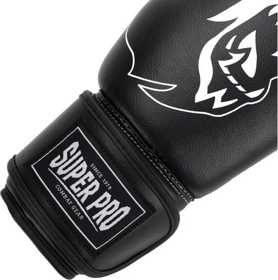 Gants de boxe Super Pro Combat Gear Talent (kick) Noir / Blanc 8oz