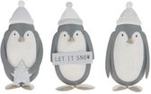 Kerstdecoraties - Metalen Penguïn "let It Snow" 6x12.5cm 1 Stuk